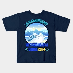 25th Anniversary Wedding Alaska Cruise 2025 Couple Vacation Kids T-Shirt